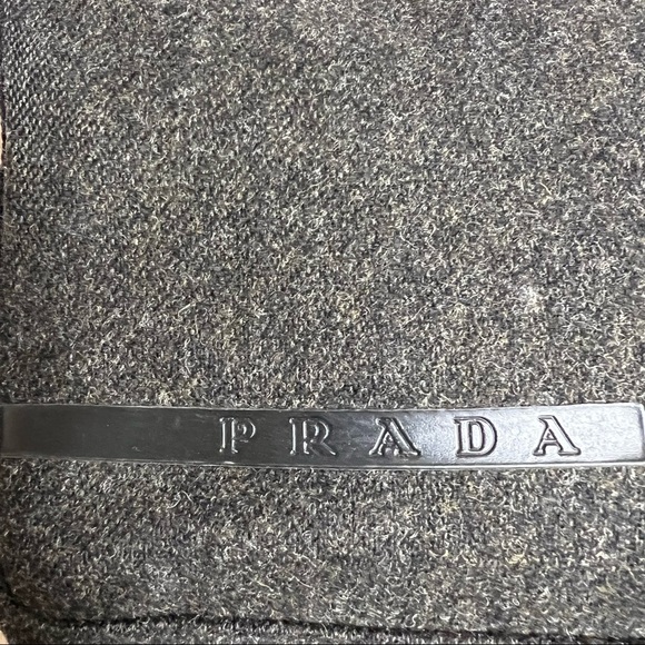 Authentic Prada Wool/Leather Black/Gray Adjustable Strap Shoulder Bag - Picture 3 of 14